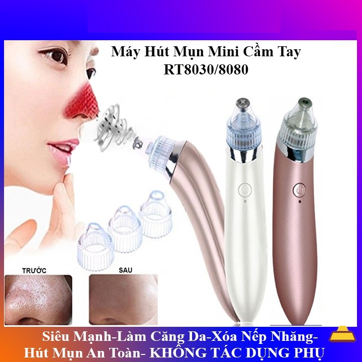 [Hàng Loại 1] Máy hút mụn cầm tay sạc pin RT-8080, Hút mụn đầu đen, mụn cám làm sạch lỗ chân lông