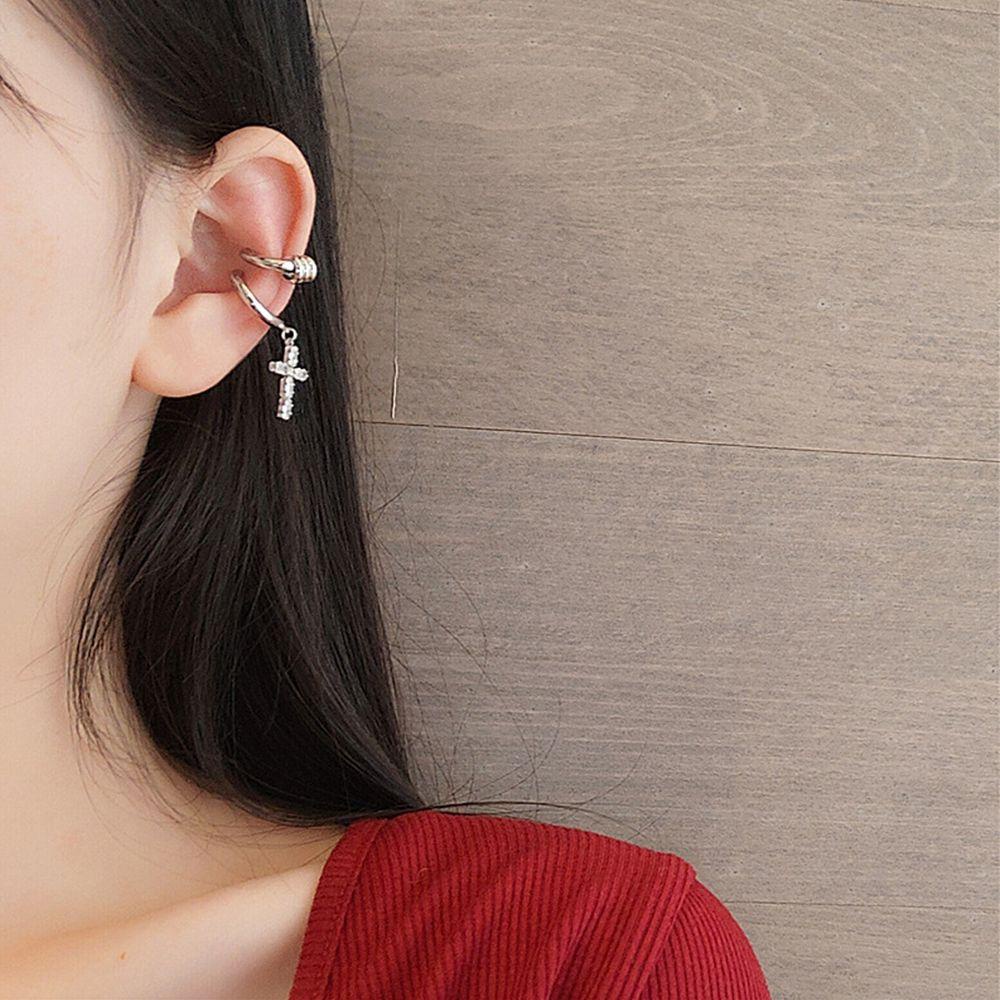 EXPEN Bông Tai Dạng Kẹp Đính Đá Y2K Đơn Giản Cổ Điển Cho Nữ