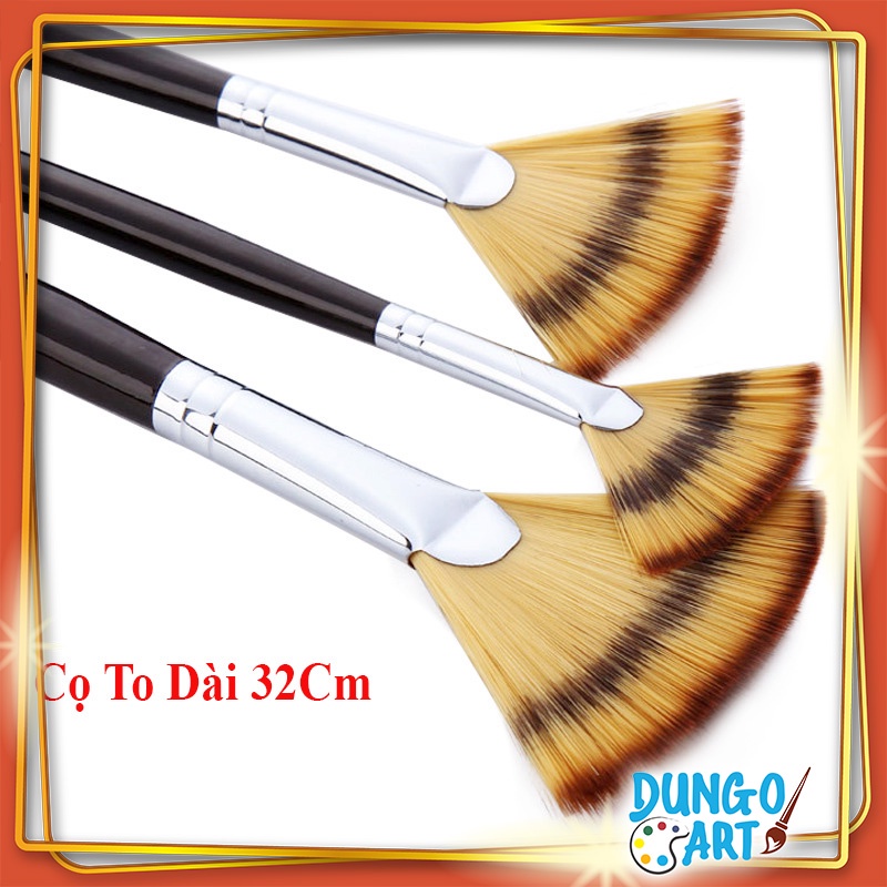 Cọ Vẽ Quạt Set 3 Cây To 32 cm Chuyên Vẽ Màu Nước, Sơn Dầu Chuyên Nghiệp