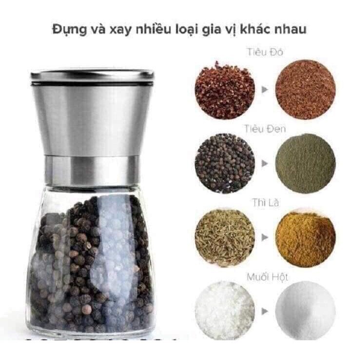 CỐI XAY TIÊU MINI CẦM TAY TIỆN DỤNG - DỤNG CỤ XAY TIÊU TRỰC TIẾP CHAI THỦY TINH TRONG SUỐT