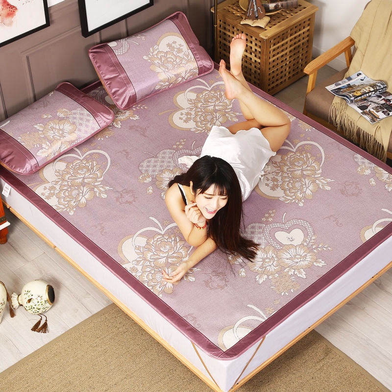 ♛Bộ Thảm Trải Giường Bằng Lụa Mát Kích Thước 0.9M 1.2M 1.8m 1.5m