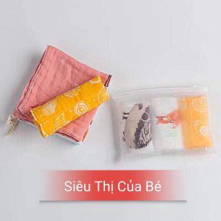 1 Set 3 khăn sữa Muslin tree túi zip