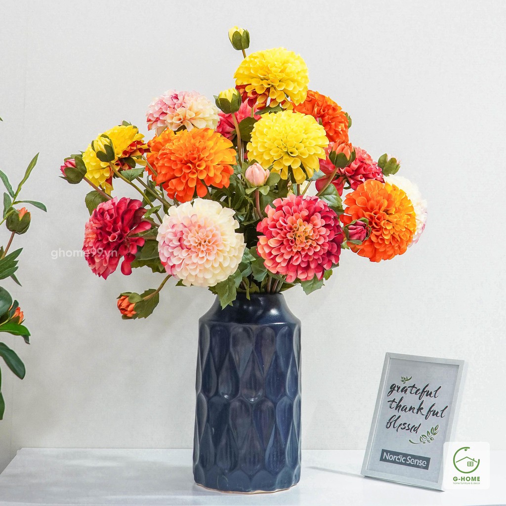 Hoa lụa Thược dược cao cấp giống thật, sang trọng phong cách châu Âu trang trí nhà cửa, bài trí nhà cửa và văn phòng