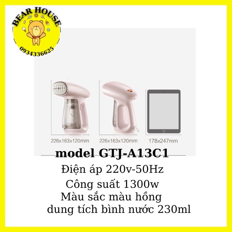 Bàn là hơi nước, bàn ủi hơi nước cầm tay Bear GTJ-A13C1