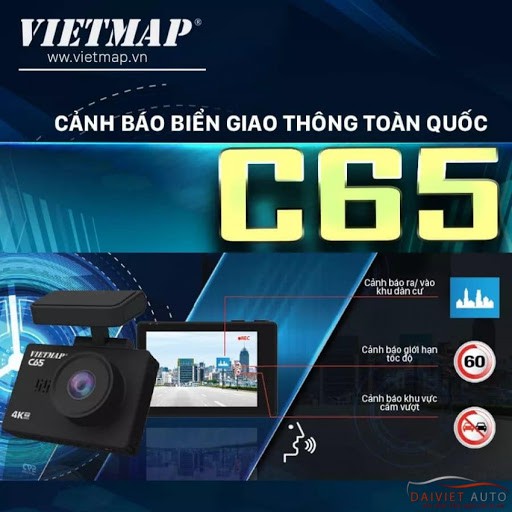 Camera Hành Trình Cảm Ứng VIETMAP C65 - Ghi Hình Trước và Sau + Cảnh báo bằng giọng nói + Wifi + Thẻ nhớ 32GB | BigBuy360 - bigbuy360.vn