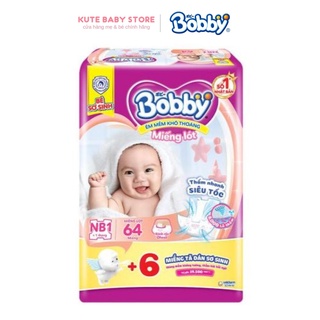 Miếng lót sơ sinh Bobby NewBorn 1 64 miếng (tặng thêm 6 miếng tã dán S)