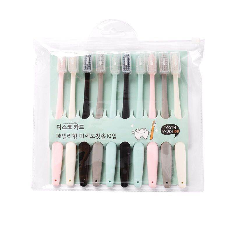 [Hàng mới về] Set 10 bàn chải đánh răng mềm màu pastel nhỏ gọn phong cách Hàn Quốc