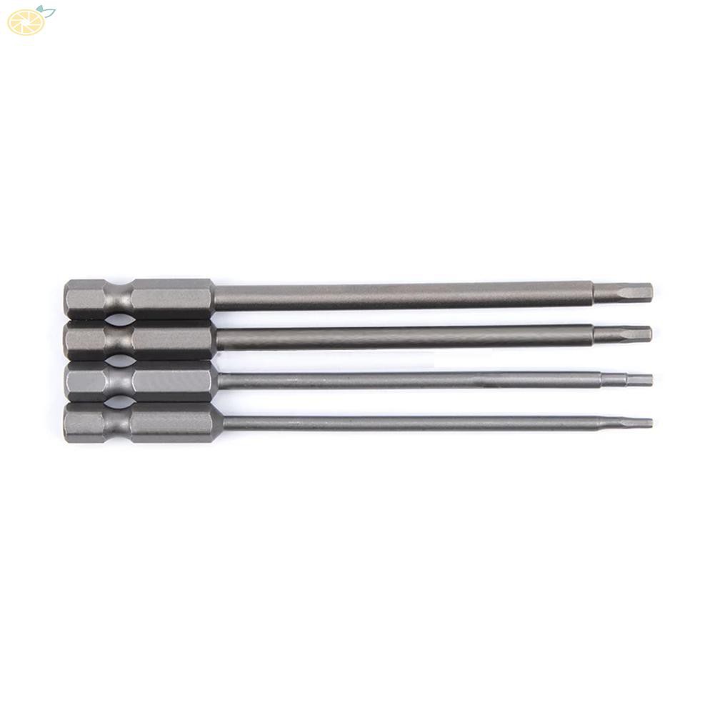 Screwdriver Bits 1/4 Hex Shank 4pcs Magnetic Head Screw Driver 1.5/2.0/2.5/3.0mm Kit Tool S2 alloy steel Silver