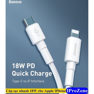 Cáp sạc nhanh PD 18W cho IP chính hãng Baseus Type-C to Lightning bảo hành 12 tháng