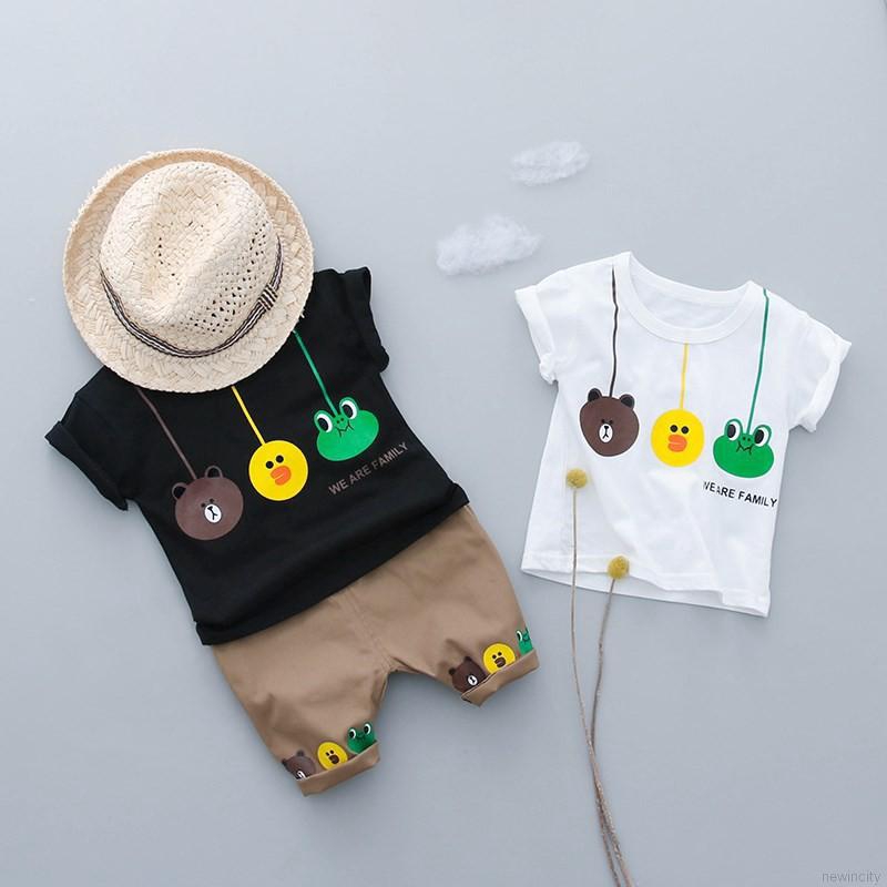 Bộ áo thun ngắn tay in hoạt hình + quần thời trang cho bé trai