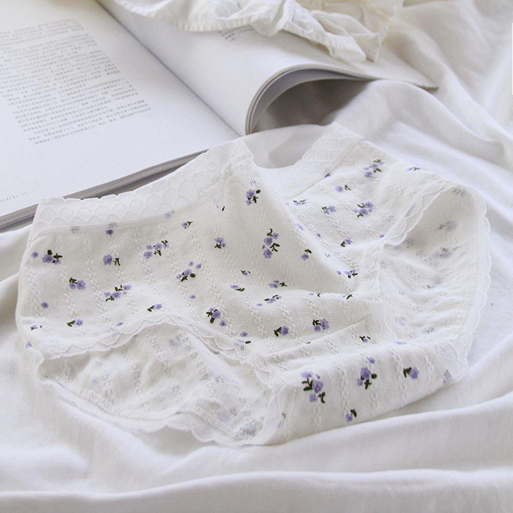 Quần Lót Cotton Phối Ren Bèo Mềm Mại Thoải Mái Cho Nữ