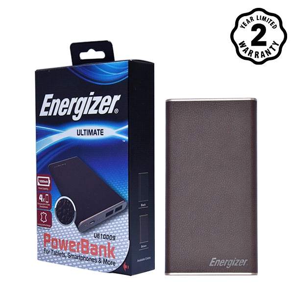 Pin dự phòng Energizer 10.000mAh 2 cổng - Luxury Leather -(Dark Brown)