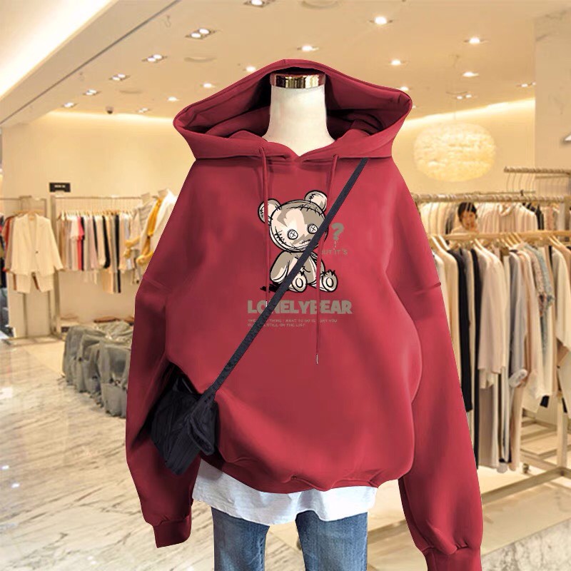 Áo hoodie mũ Gấu nâu, Áo nỉ Unisex from rộng, Chất nỉ ấm mặc không xù, thiết kế phong cách - MODY