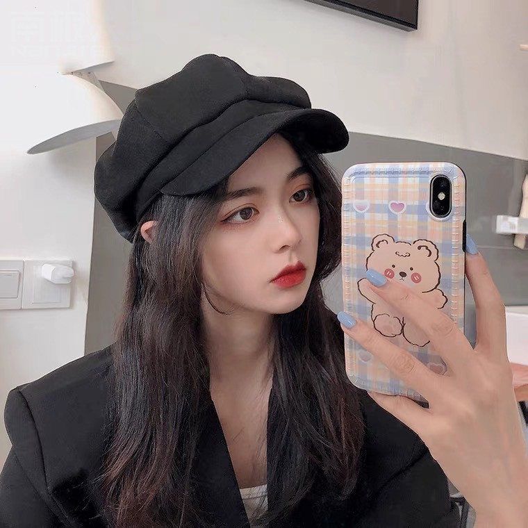 Mũ nồi beret cao cấp lưỡi trai da lộn