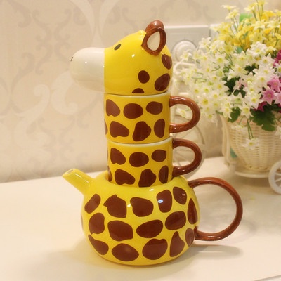 Bộ bình cốc sứ hươu cao cổ dễ thương