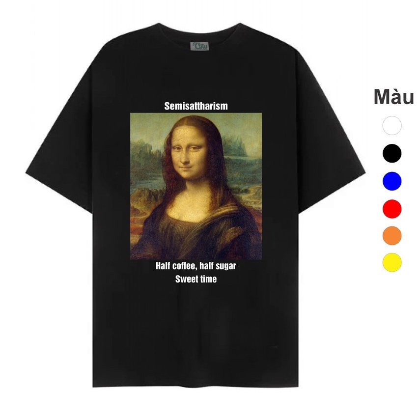 Áo thun tay lỡ G1SHOP Unisex form rộng vải coton co dãn, phong cách Local Brand - Bức Họa Nàng Mona Lisa 2
