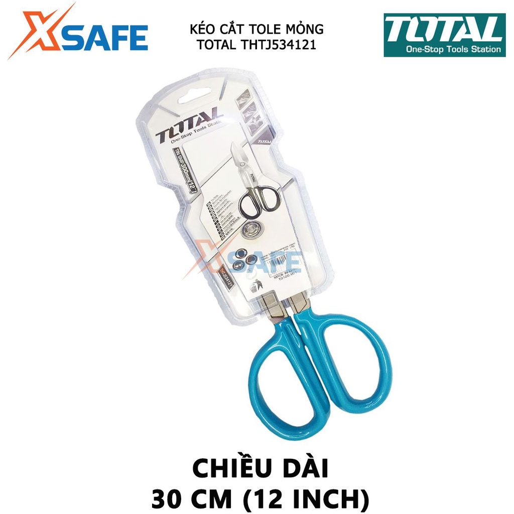 Kéo cắt tole nhỏ TOTAL THTJ534121 Kéo cắt tôn mỏng Kích thước 12 &quot;. Độ dày tối đa Thép carbon ≤0,8mm Thép không gỉ 60,6m