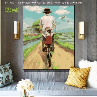 Tranh Sơn Dầu Số Hóa Tranh Bình yên bên cha N002 Đã Căng Khung Sẵn