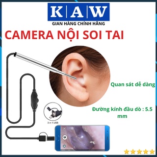 Camera soi tai, camera nội soi tai siêu nét đi kèm bộ đầu lấy ráy có đèn thiết kế thông minh, chống nước chuẩn ip67