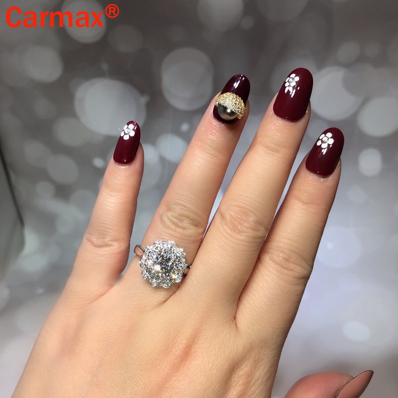 Nhẫn Hở Hai Lớp Họa Tiết Hoa Moissanite
