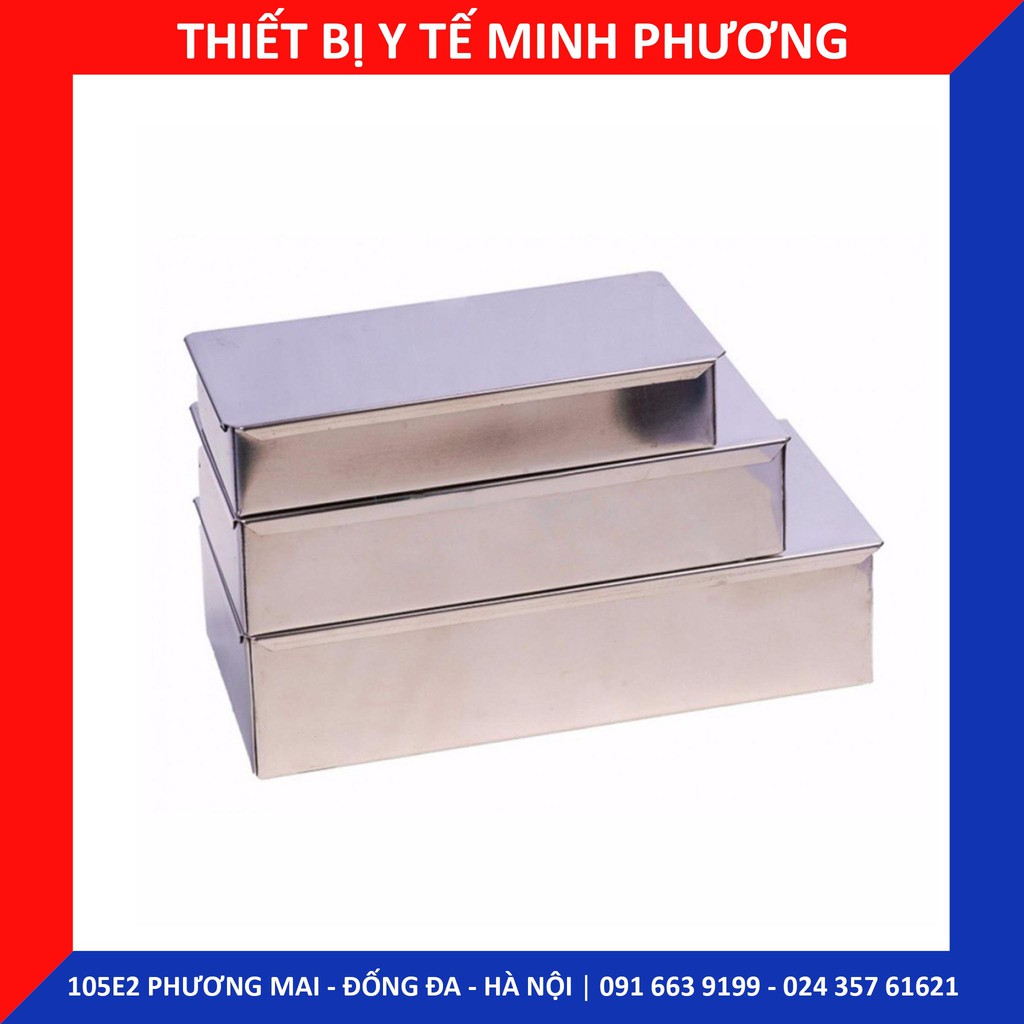 Hộp inox chữ nhật đựng dụng cụ y tế Việt Nam các cỡ dùng trong bệnh viện, phòng khám