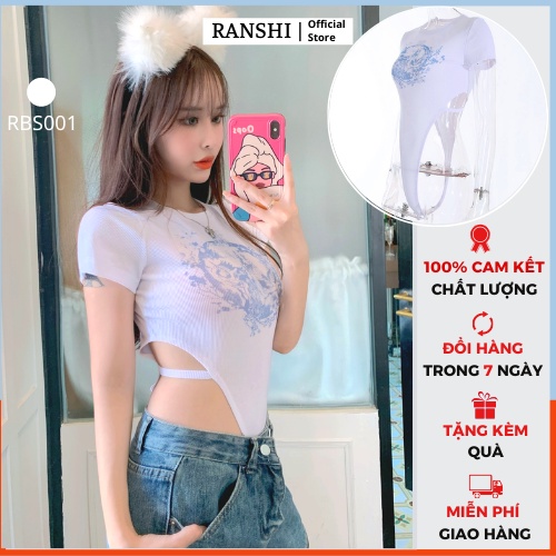 Áo Bodysuit Nữ Sexy Khoét Eo JANEN Tay Ngắn Siêu Hot Chất Liệu Thun Gân Tôn Dáng Dễ Phối Đồ - RANSHI