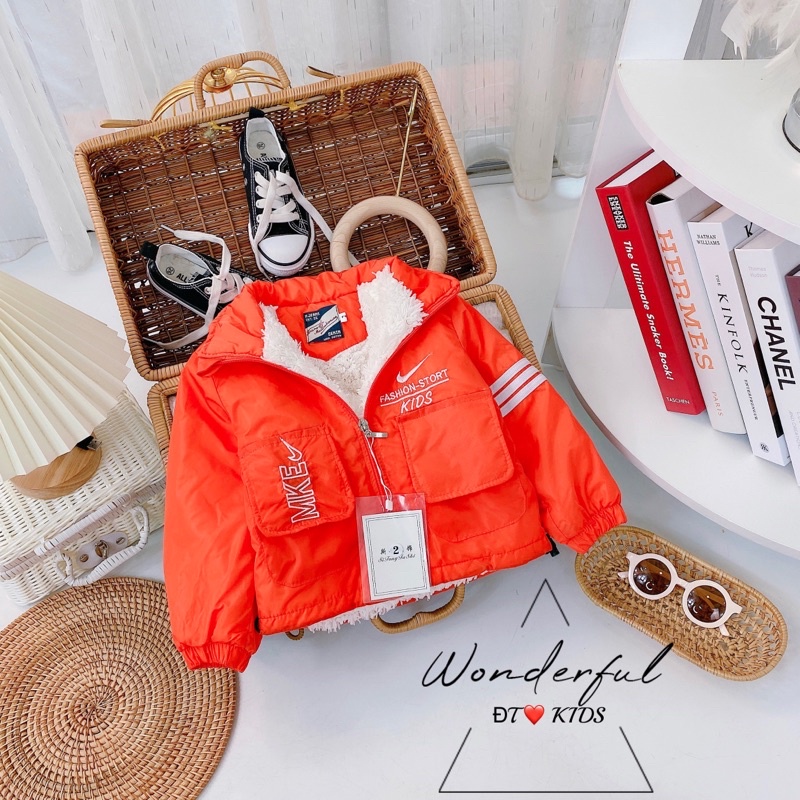 Áo khoác gió lót lông cho bé trai, bé gái từ 8-20kg Kidbabyonline K075