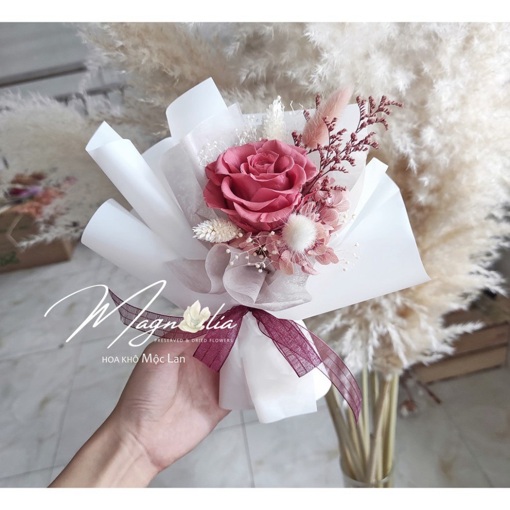 P Set Bó huê hồng tặng kèm túi giấy Kraft ❤️FREESHIP❤️ Món quà bất tử bằng hoa thật nhân ngày nhà giáo việt nam 20/11 7