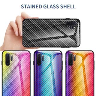 Ốp điện thoại kính cường lực + sợi carbon cho Samsung Galaxy Note 10 Plus 10+