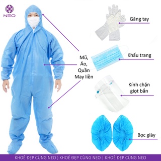 Bộ quần áo bảo hộ y tế 7 món đồ bảo hộ chống dịch neo/ set of 7 pcs protective clothing