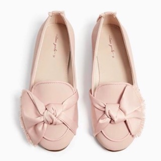 [ZARA XUẤT XỊN] Giày búp bê nơ bé gái hồng nude