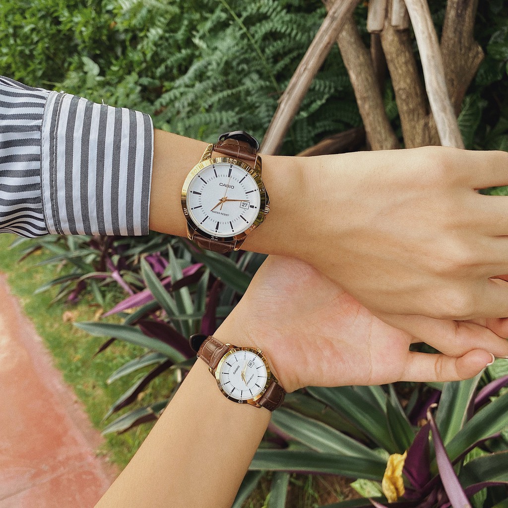 Đồng hồ nữ Casio chính hãng mặt tròn chống nước 3ATM , dây da - đồng hồ LTP V004