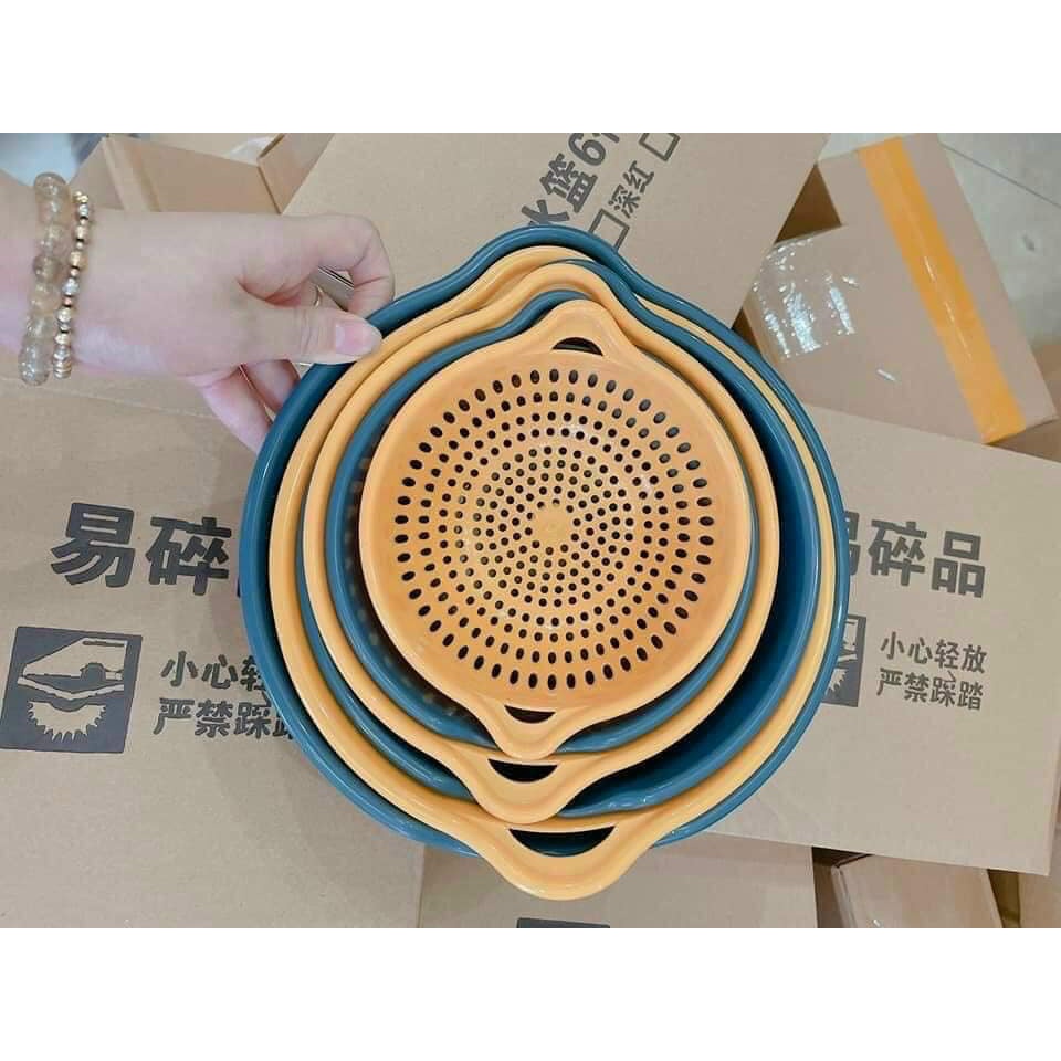 Rổ kèm chậu set 6 chi tiết KT từ 16; 20; 24cm (ảnh thật)
