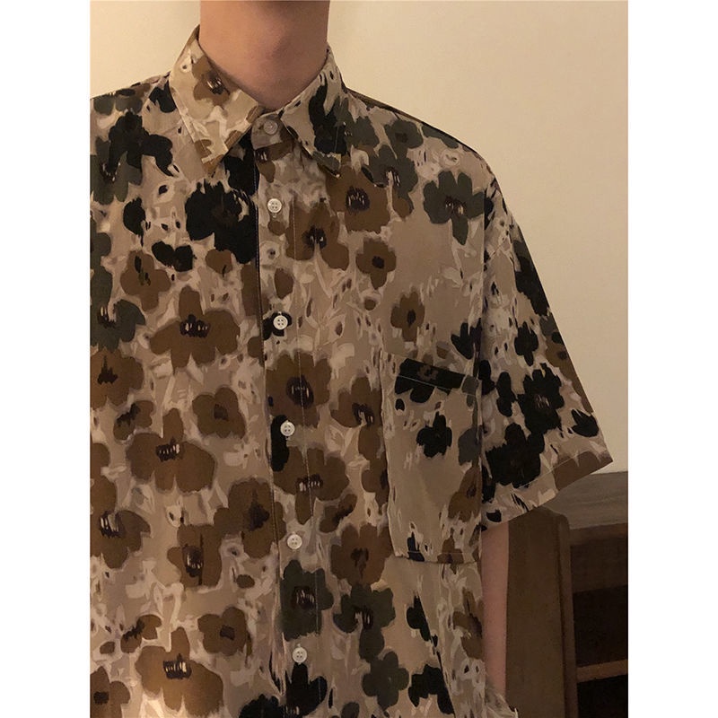 Áo Sơ Mi Ngắn Tay Nhuộm Màu Phong Cách Vintage Thời Trang Mùa Hè 2022 Cho Nam