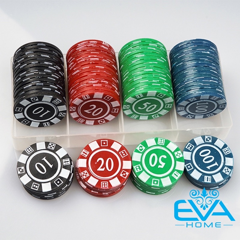 Bộ Đồ Chơi 80 Đồng Xu Nhựa Chip Poker Số Viền Hoa Văn Nhiều Màu Cao Cấp
