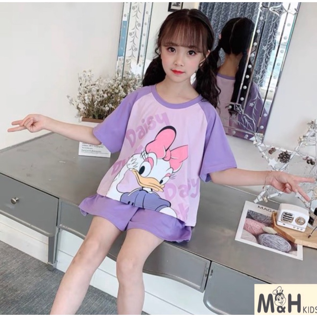 SET39 - Bộ bé gái, Bộ cotton cộc tay cho bé gái in hình, có 3 màu,  từ 20-35kg, Richkid123