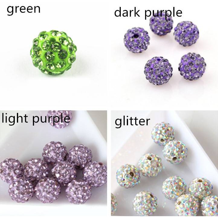 Set 20 hạt tròn lấp lánh cỡ 8mm/10mm dùng làm phụ kiện trang trí đồ trang sức
