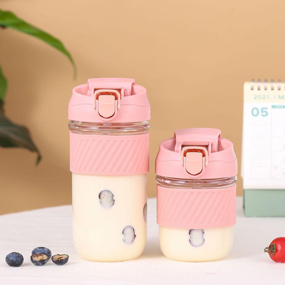 PISTA Bình Nước Thủy Tinh Dung Tích 350 / 500ml Có Ống Hút Tiện Lợi Khi Đi Du Lịch