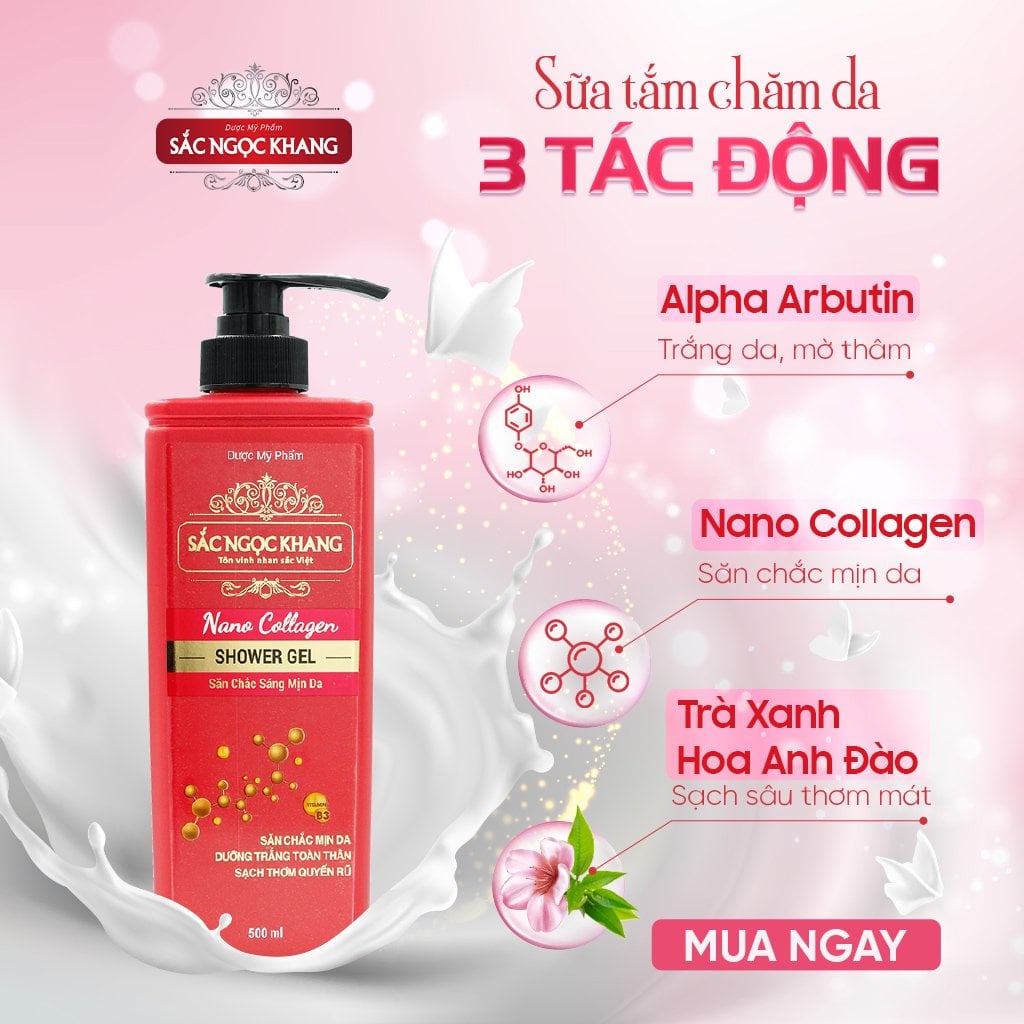 Sữa tắm Nano Collagen Sắc Ngọc Khang giúp sáng mịn săn chắc da 500ml