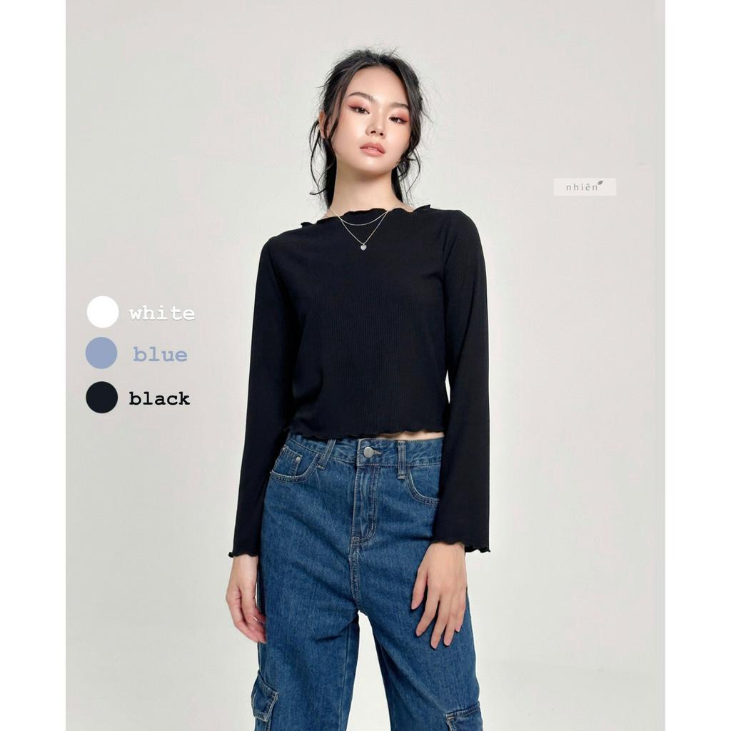 Áo Thun Trơn, Áo Thun Tay Dài Nữ Nhienvintage Bt136