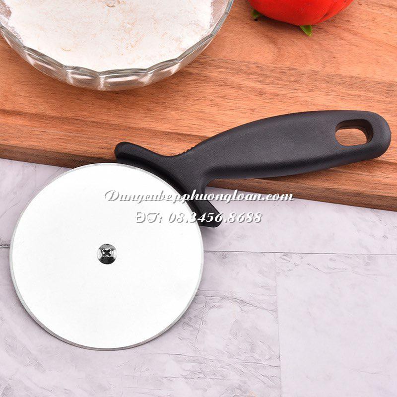 Dao cắt bánh Pizza inox cao cấp, lưỡi tròn xoay 10cm và 6.5cm