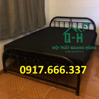 Giường sắt óng tròn bi đen 1m6x2m giá rẻ dành cho gia đình