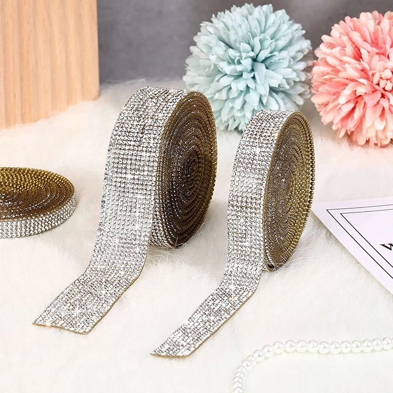 Cuộn Dây Ruy Băng Đính Đá Pha Lê Nhân Tạo 90Cm Dùng Trang Trí Điện Thoại/ Xe Hơi