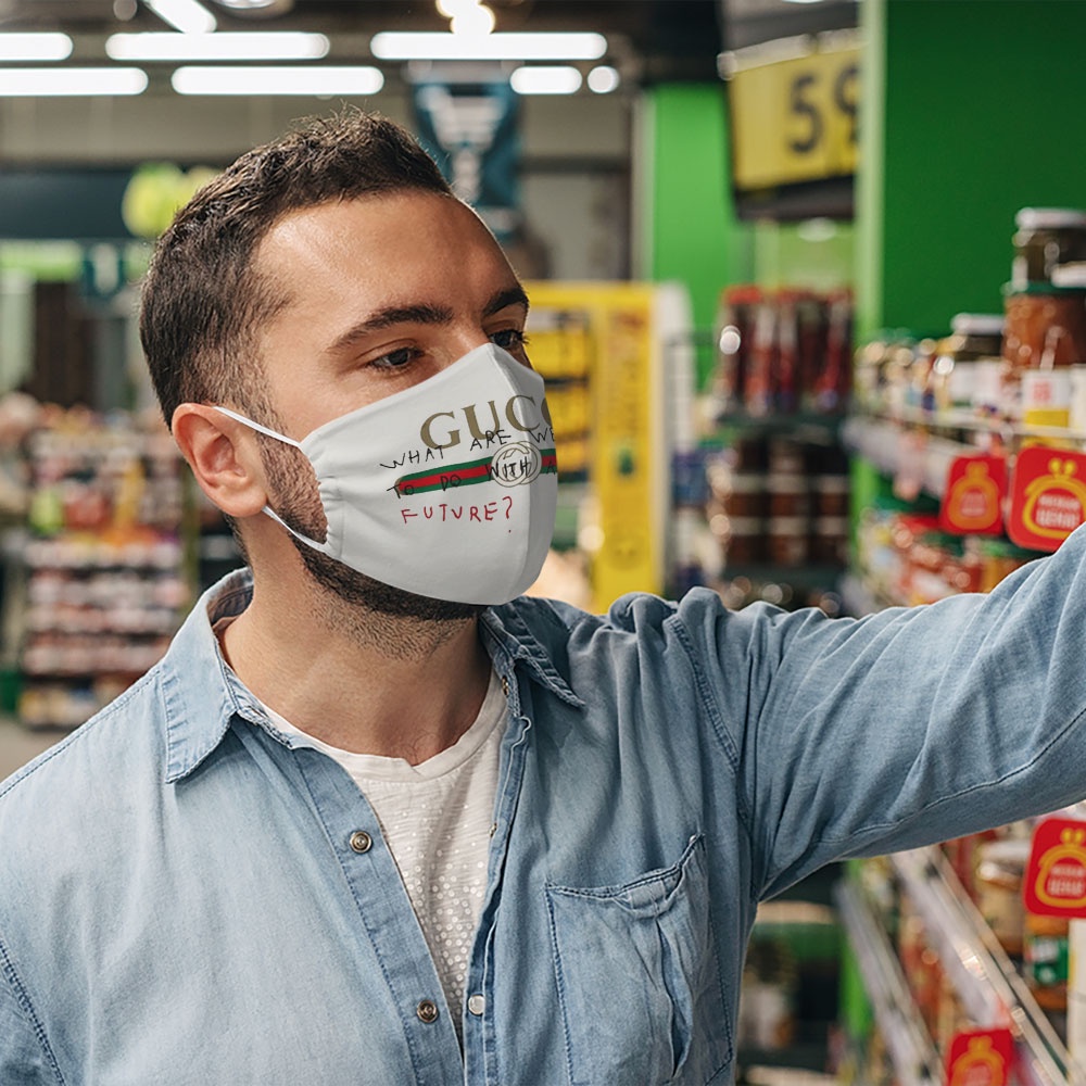 Khẩu Trang In Hình 3D Đẹp G.U.C.C.I_35 SoInk Vải Cotton 100%, Kháng Khuẩn, Không Đau Tai, Dễ Thở Dành cho Nam Nữ