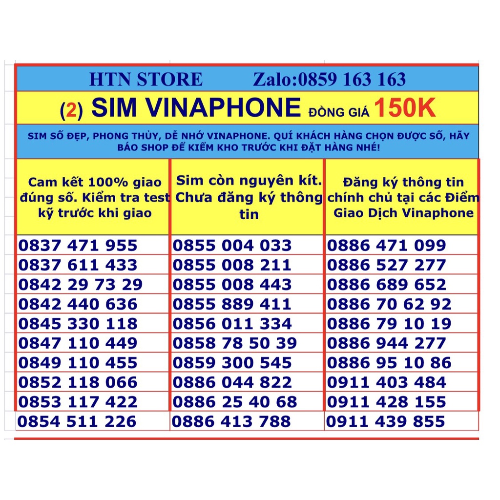 Sim vina số đẹp giá rẻ đồng giá 179k