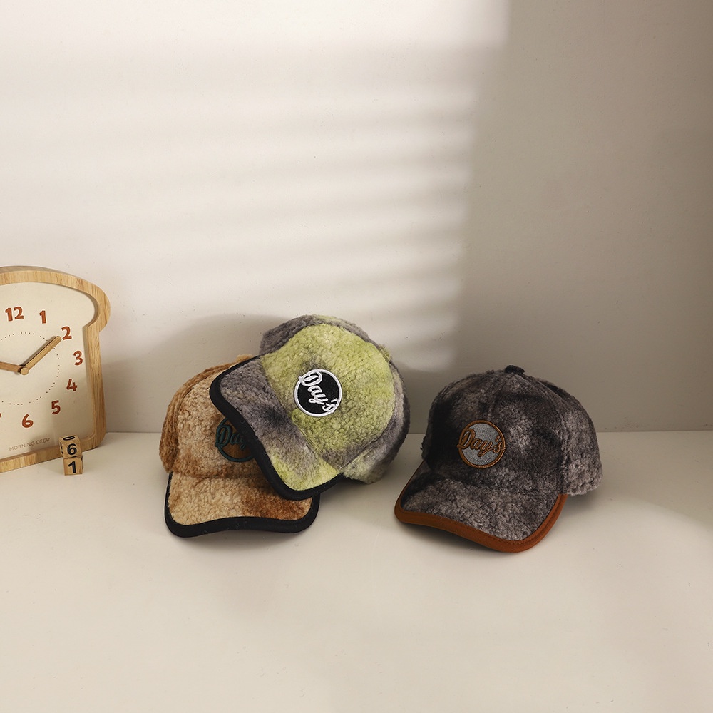 Mũ Lưỡi Trai Vải Lông Nhuộm Màu In Chữ Phong Cách Hàn Quốc Thời Trang Mùa Đông Cho Bé