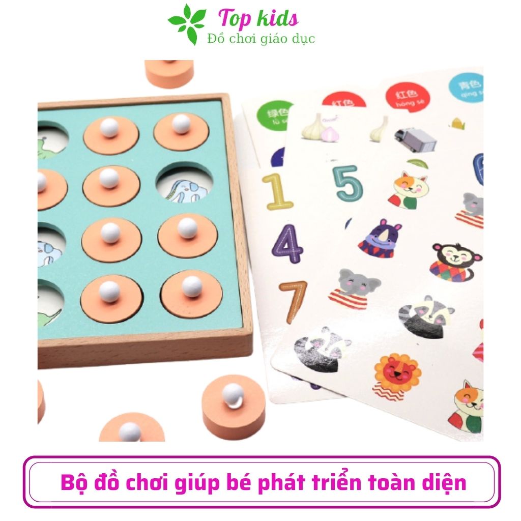 Đồ chơi thông minh cho bé bộ cờ vua bảng núm gỗ montessori phát triển trí nhớ cho bé trai bé gái 1 2 3 4 tuổi TOPKIDS