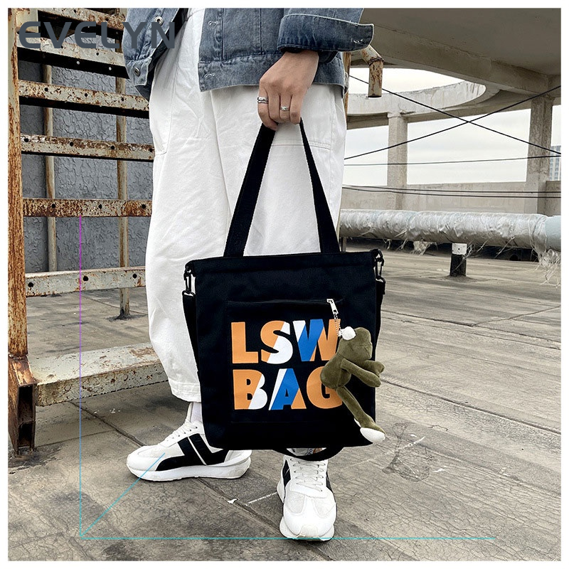 Túi Vải canvas Đeo Vai Sức Chứa Lớn Thời Trang Phong Cách Hàn Quốc Cho Nữ