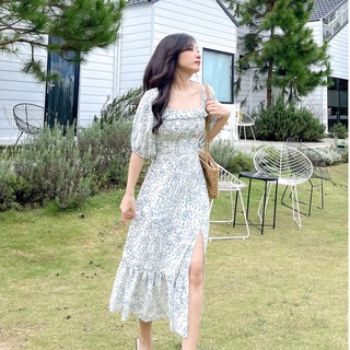 Đầm HEINA-  đầm dài smocking tay lửng