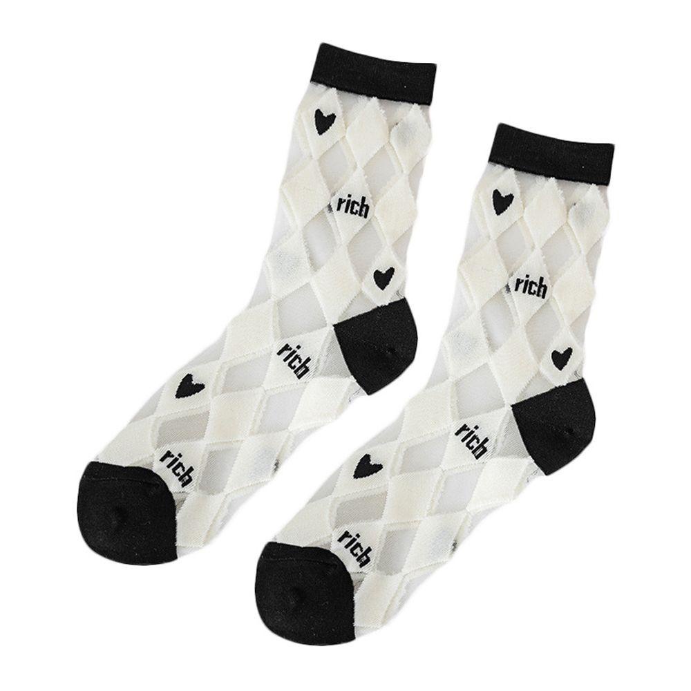 Vớ Cotton Họa Tiết Chấm Bi Trắng Đen Đơn Giản Phong Cách Nhật Bản|Vớ Lụa Họa Tiết Dễ Thương Cho Bé